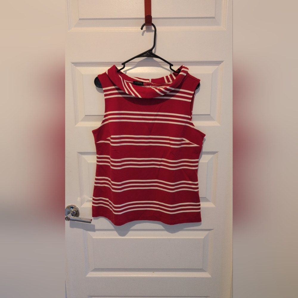 Red and White Striped Sleeveless Top